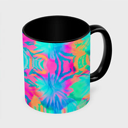 Кружка 3D Кислотный тай-дай: паттерн, цвет: 3D-белый + черный