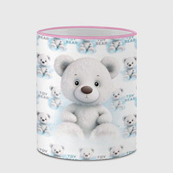 Кружка 3D Плюшевый белый медведь, цвет: 3D-розовый кант — фото 2