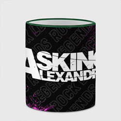 Кружка 3D Asking Alexandria rock legends: надпись и символ, цвет: 3D-зеленый кант — фото 2