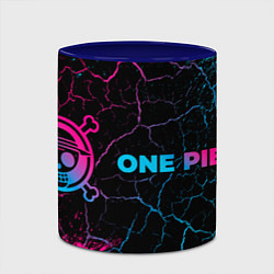 Кружка 3D One Piece - neon gradient: надпись и символ, цвет: 3D-белый + синий — фото 2