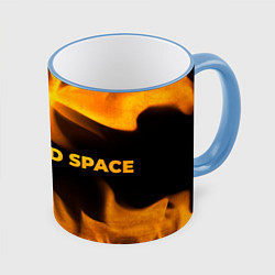Кружка 3D Dead Space - gold gradient: надпись и символ, цвет: 3D-небесно-голубой кант