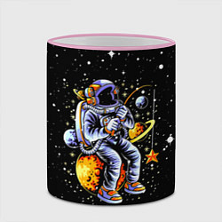 Кружка 3D Космонавт на рыбалке - неон, цвет: 3D-розовый кант — фото 2