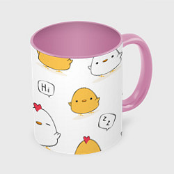 Кружка 3D Привет цыпленок, цвет: 3D-белый + розовый