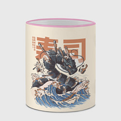 Кружка 3D Суши дракон с иероглифами в японском стиле, цвет: 3D-розовый кант — фото 2