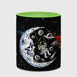 Кружка 3D Космические качели - череп, цвет: 3D-белый + светло-зеленый — фото 2
