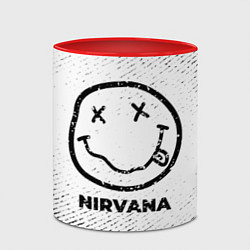 Кружка 3D Nirvana с потертостями на светлом фоне, цвет: 3D-белый + красный — фото 2