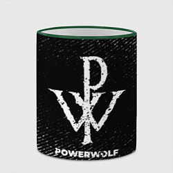 Кружка 3D Powerwolf с потертостями на темном фоне, цвет: 3D-зеленый кант — фото 2