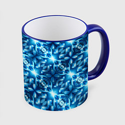 Кружка 3D Светящиеся голубые цветы, цвет: 3D-синий кант