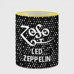 Кружка 3D Led Zeppelin glitch на темном фоне, цвет: 3D-желтый кант — фото 2