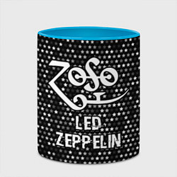 Кружка 3D Led Zeppelin glitch на темном фоне, цвет: 3D-белый + небесно-голубой — фото 2