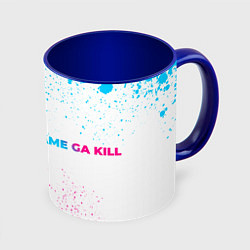 Кружка 3D Akame ga Kill neon gradient style: надпись и симво, цвет: 3D-белый + синий