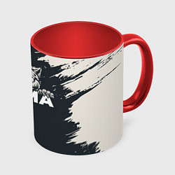 Кружка 3D Дима зубастый волк, цвет: 3D-белый + красный