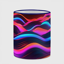 Кружка 3D Неоновые фиолетовые волны, цвет: 3D-синий кант — фото 2
