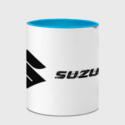Кружка 3D Suzuki speed на светлом фоне со следами шин: надпи, цвет: 3D-белый + небесно-голубой — фото 2