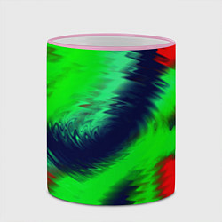 Кружка 3D Красно-зеленый абстрактный узор, цвет: 3D-розовый кант — фото 2
