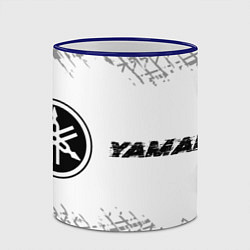 Кружка 3D Yamaha speed на светлом фоне со следами шин: надпи, цвет: 3D-синий кант — фото 2