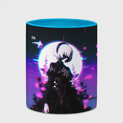 Кружка 3D Nier automata 2b neon, цвет: 3D-белый + небесно-голубой — фото 2