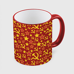 Кружка 3D СССР Серп и Молот, цвет: 3D-красный кант