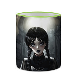 Кружка 3D Аниме готическая девушка в темной комнате, цвет: 3D-светло-зеленый кант — фото 2