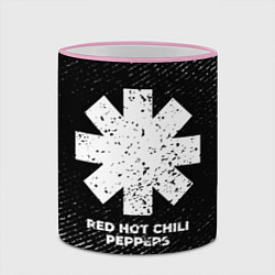 Кружка 3D Red Hot Chili Peppers с потертостями на темном фон, цвет: 3D-розовый кант — фото 2