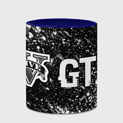 Кружка 3D GTA glitch на темном фоне: надпись и символ, цвет: 3D-белый + синий — фото 2