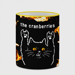 Кружка 3D The Cranberries рок кот и огонь, цвет: 3D-желтый кант — фото 2