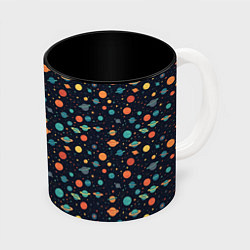 Кружка 3D Темный космос с планетами паттерн, цвет: 3D-белый + черный
