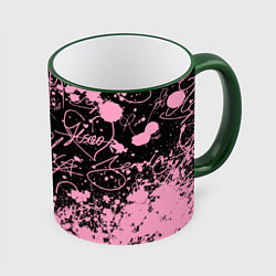 Кружка 3D Блэкпинк - автографы, цвет: 3D-зеленый кант