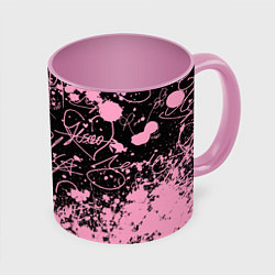 Кружка 3D Блэкпинк - автографы, цвет: 3D-белый + розовый