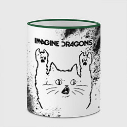 Кружка 3D Imagine Dragons рок кот на светлом фоне, цвет: 3D-зеленый кант — фото 2
