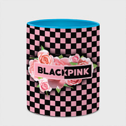 Кружка 3D Blackpink logo roses, цвет: 3D-белый + небесно-голубой — фото 2