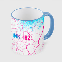 Кружка 3D Blink 182 neon gradient style: надпись и символ, цвет: 3D-небесно-голубой кант