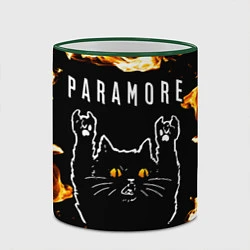 Кружка 3D Paramore рок кот и огонь, цвет: 3D-зеленый кант — фото 2