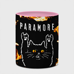 Кружка 3D Paramore рок кот и огонь, цвет: 3D-белый + розовый — фото 2