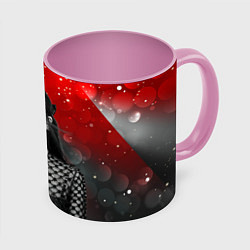 Кружка 3D Jisoo black red background, цвет: 3D-белый + розовый