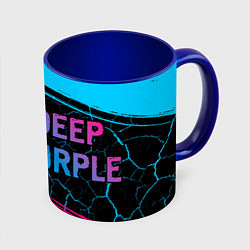 Кружка 3D Deep Purple - neon gradient: надпись и символ, цвет: 3D-белый + синий