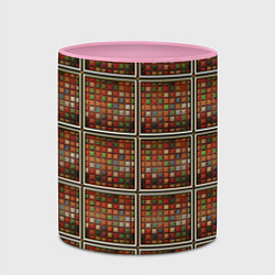 Кружка 3D Разноцветные мозаичные кубы, цвет: 3D-белый + розовый — фото 2
