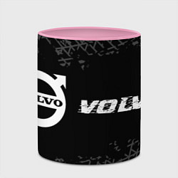 Кружка 3D Volvo speed на темном фоне со следами шин: надпись, цвет: 3D-белый + розовый — фото 2