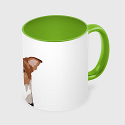 Кружка 3D Джек-рассел терьер, цвет: 3D-белый + светло-зеленый