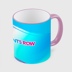 Кружка 3D Saints Row neon gradient style: надпись и символ, цвет: 3D-розовый кант