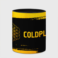 Кружка 3D Coldplay - gold gradient: надпись и символ, цвет: 3D-белый + черный — фото 2