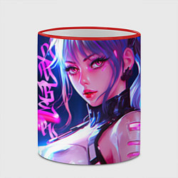 Кружка 3D Кибер-девушка неон аниме, цвет: 3D-красный кант — фото 2