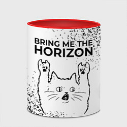 Кружка 3D Bring Me the Horizon рок кот на светлом фоне, цвет: 3D-белый + красный — фото 2
