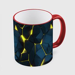 Кружка 3D Желтые неоновые плиты, цвет: 3D-красный кант