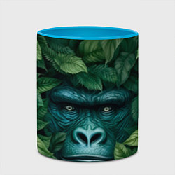 Кружка 3D Горилла в кустах джунгли, цвет: 3D-белый + небесно-голубой — фото 2