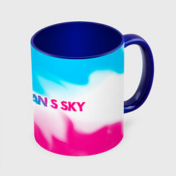 Кружка цветная No Mans Sky neon gradient style: надпись и символ