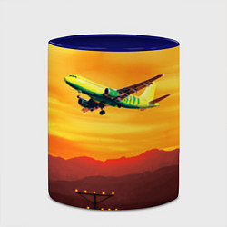 Кружка 3D S7 Боинг 737 Оранжевый закат, цвет: 3D-белый + синий — фото 2