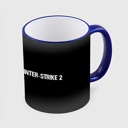 Кружка 3D Counter-Strike 2 glitch на темном фоне: надпись и, цвет: 3D-синий кант