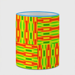 Кружка 3D Паттерн зеленый с оранжевым, цвет: 3D-небесно-голубой кант — фото 2