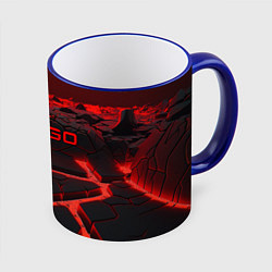 Кружка 3D CS GO red neon texture, цвет: 3D-синий кант